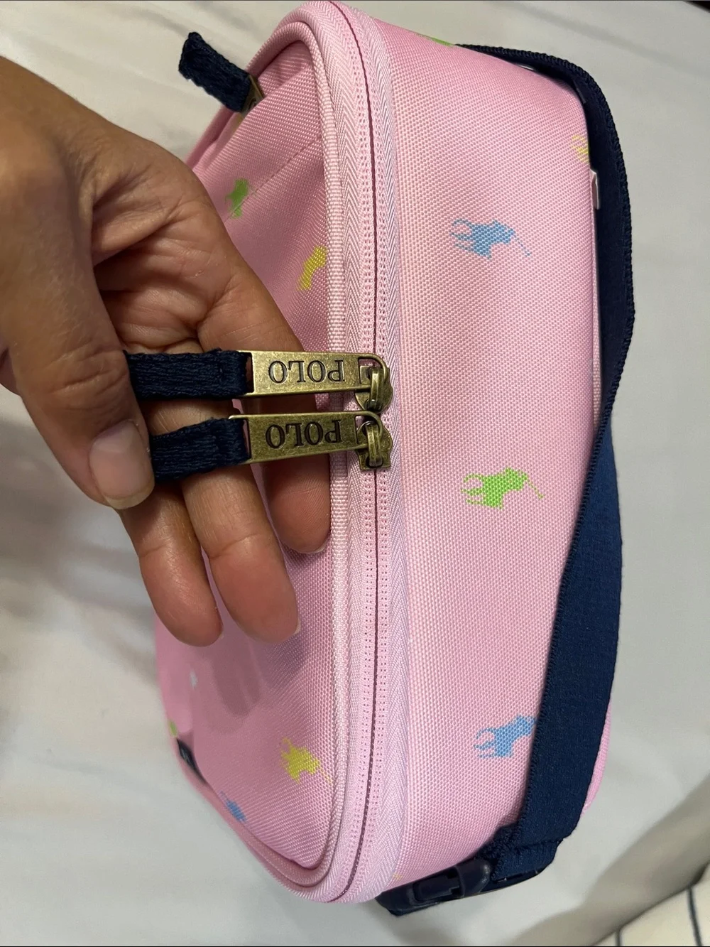 Polo by Ralph Lauren Pink Kids Zip Pouch with Multicolor Pony Motif LUNCH BAG